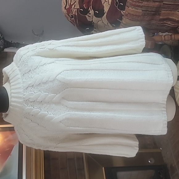 LANDS' END cable knit fisherman core sweater size XL alpaca wool poly blend - Picture 2 of 14